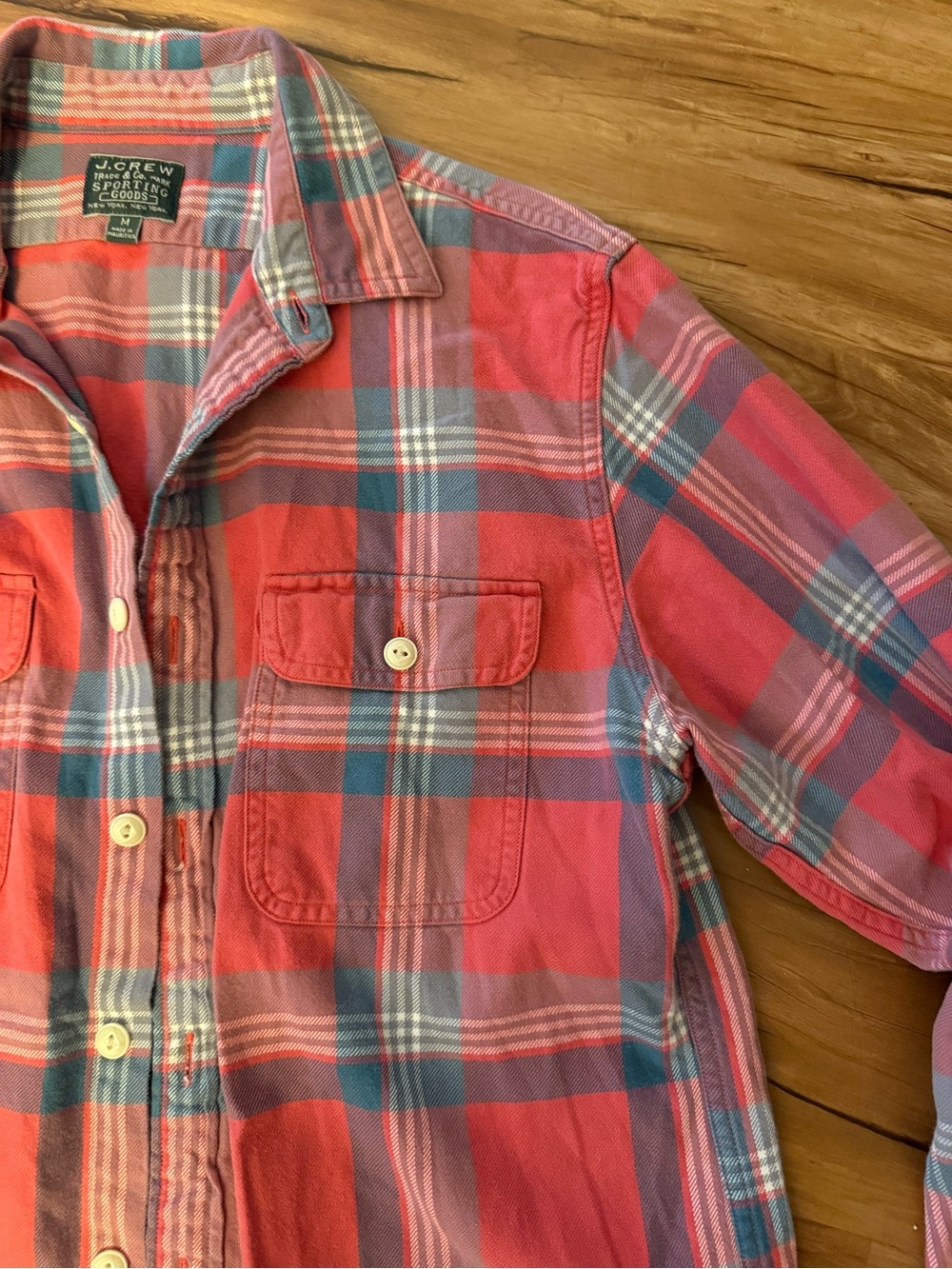 Men's Red Plaid Button-Up Shirt - Picture 3 of 7